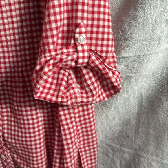 Catherines blouse top 1X plus size Red‎ White 3/4 Sleeve Button Down Shirt 16 18 - Picture 5 of 13